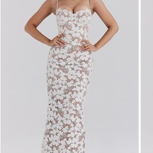 House of CB Pearl Floral Lace Gown
